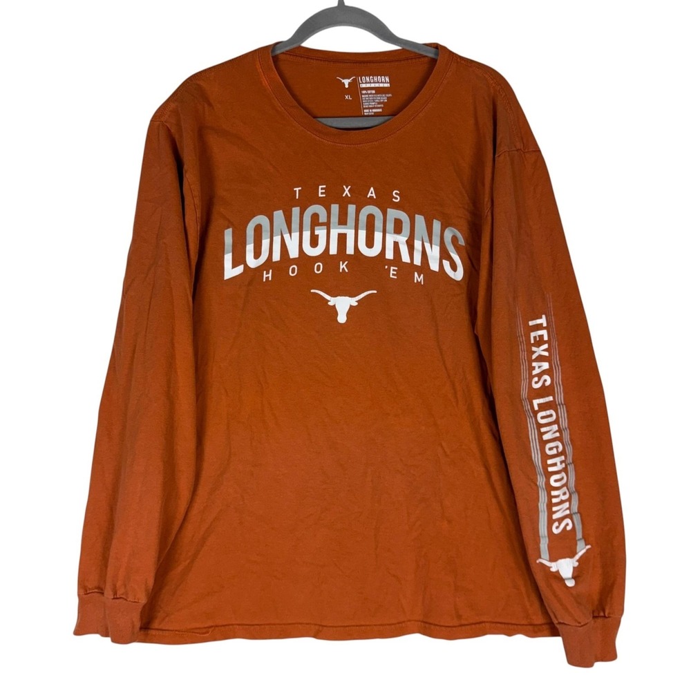 Texas Longhorns Shirt Mens XL Orange NCAA Football Longhorn Apparel Long Sleeve